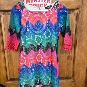 Sequin Hearts Multicolor Lace Kids Dress